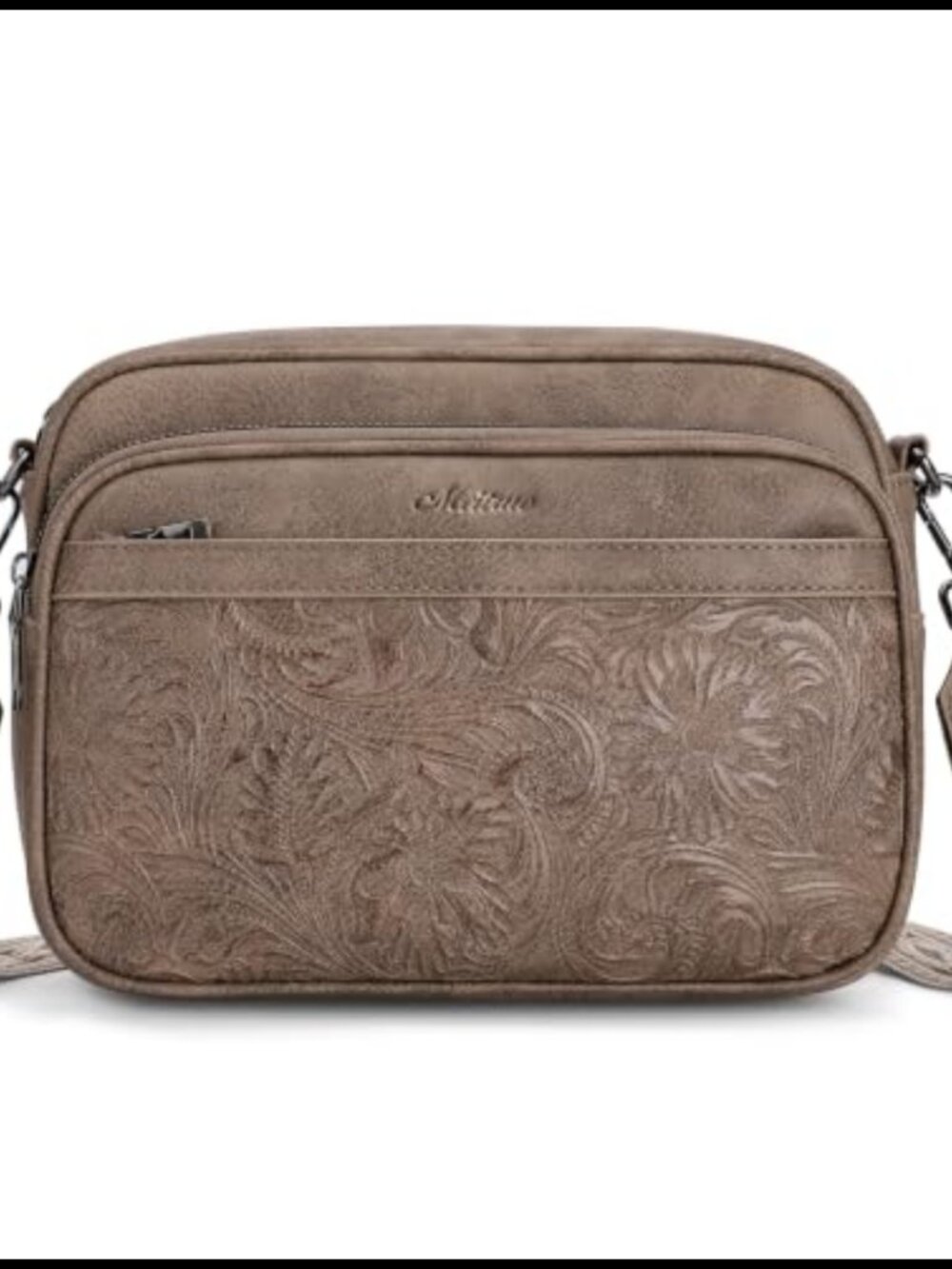 Vegan Leather Crossbody Bag Embossed Purse Adjustable Strap RFID